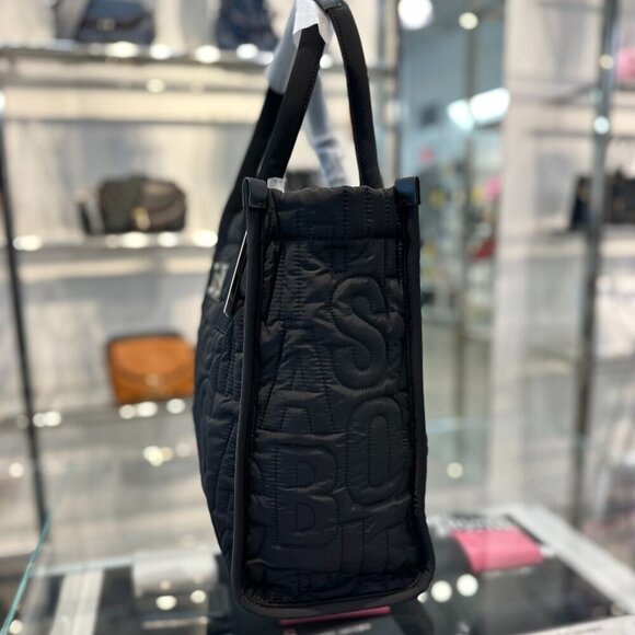 NWT! NEW! Marc Jacobs Jumbo Logo Nylon Quilted Tote Bag - Black - Picture 7 of 12